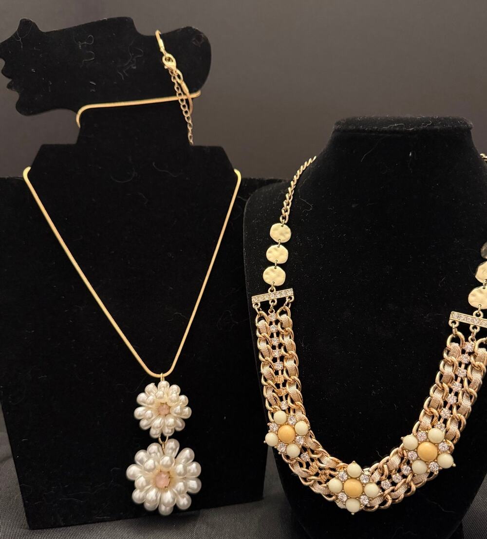 Lydell NYC jewelry set featuring two, vintage-style statement necklaces.